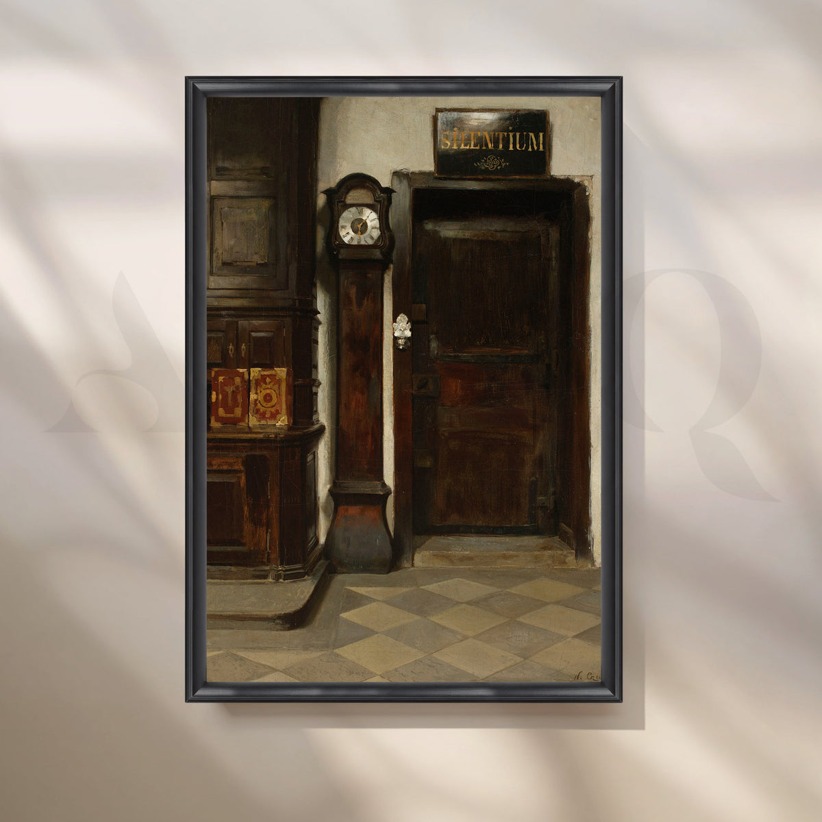 Silent Hallway with Clock Canvas Artwork – Asha Art Studio – Image 3