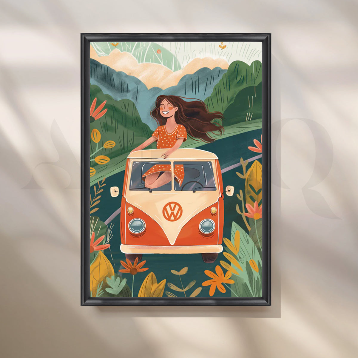 Sunny Road Trip Canvas Painting for Living Room – Asha Art Studio – Image 3