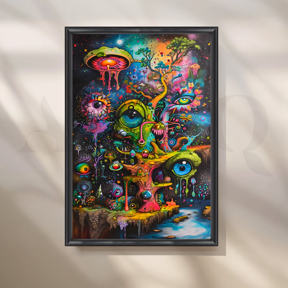 Psychedelic Dreamscape Canvas Painting for Game Room – Asha Art Studio – Image 3