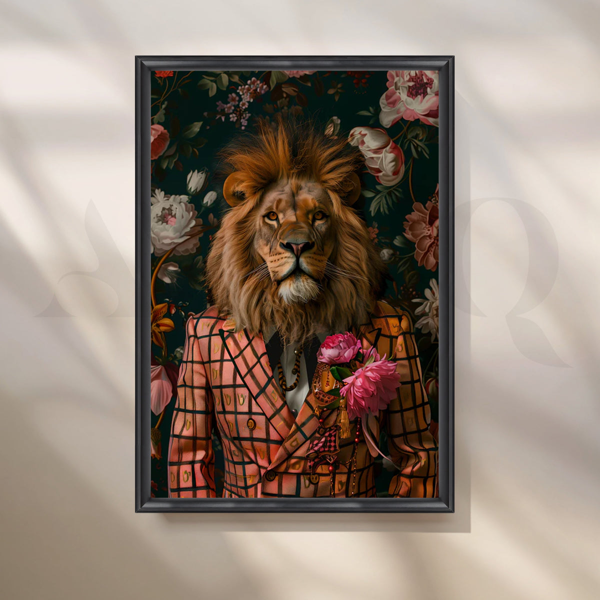 Regal Bloom Lion Canvas Painting for Living Room or Study – Asha Art Studio – Image 3