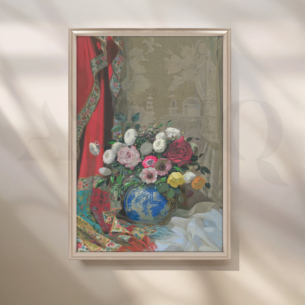 Floral Elegance in Blue Vase Canvas Artwork – Asha Art Studio – Image 4