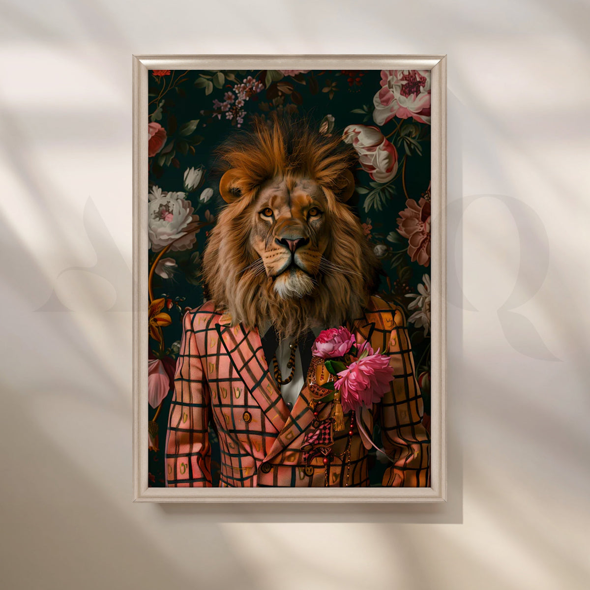 Regal Bloom Lion Canvas Painting for Living Room or Study – Asha Art Studio – Image 4