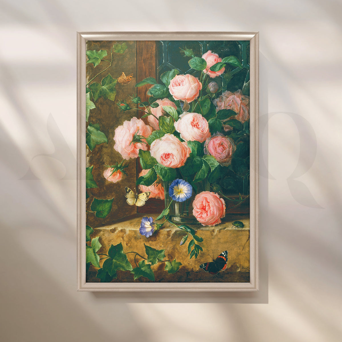 Blossoming Roses and Butterflies Canvas Artwork – Asha Art Studio – Image 4
