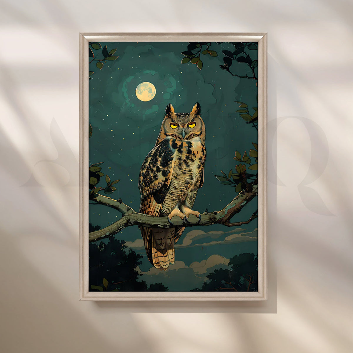 Moonlit Sentinel Canvas Painting for Bedroom – Asha Art Studio – Image 4