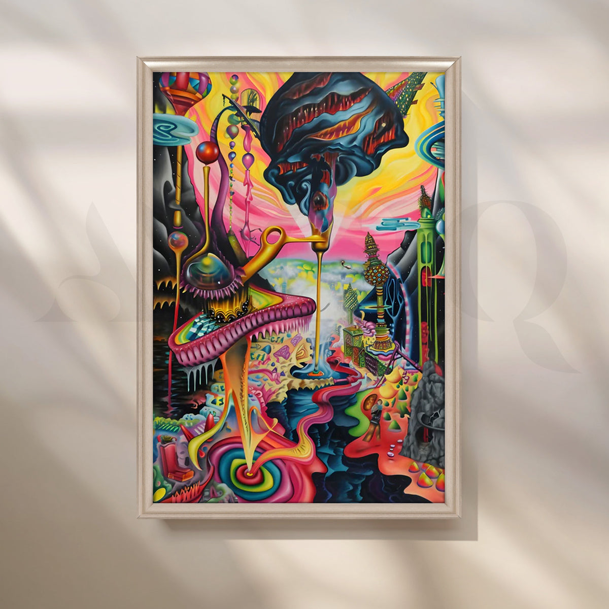 Neon Myco City Canvas Painting for Creative Studio or Gaming Room – Asha Art Studio – Image 4