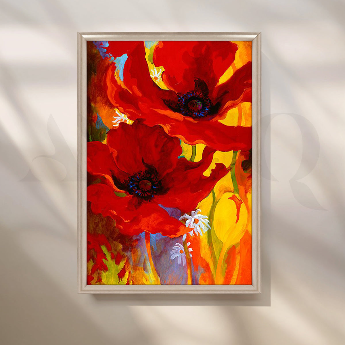 Crimson Bloomscape Canvas Artwork – Asha Art Studio – Image 4