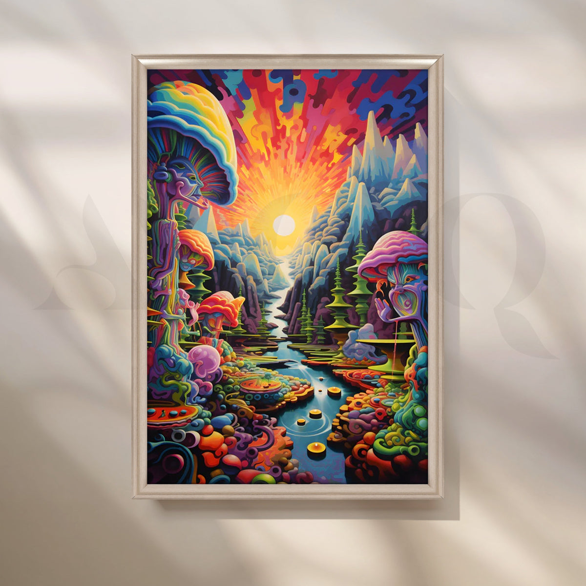 Psychedelic Sunrise Valley Canvas Painting for Living Room – Asha Art Studio – Image 4