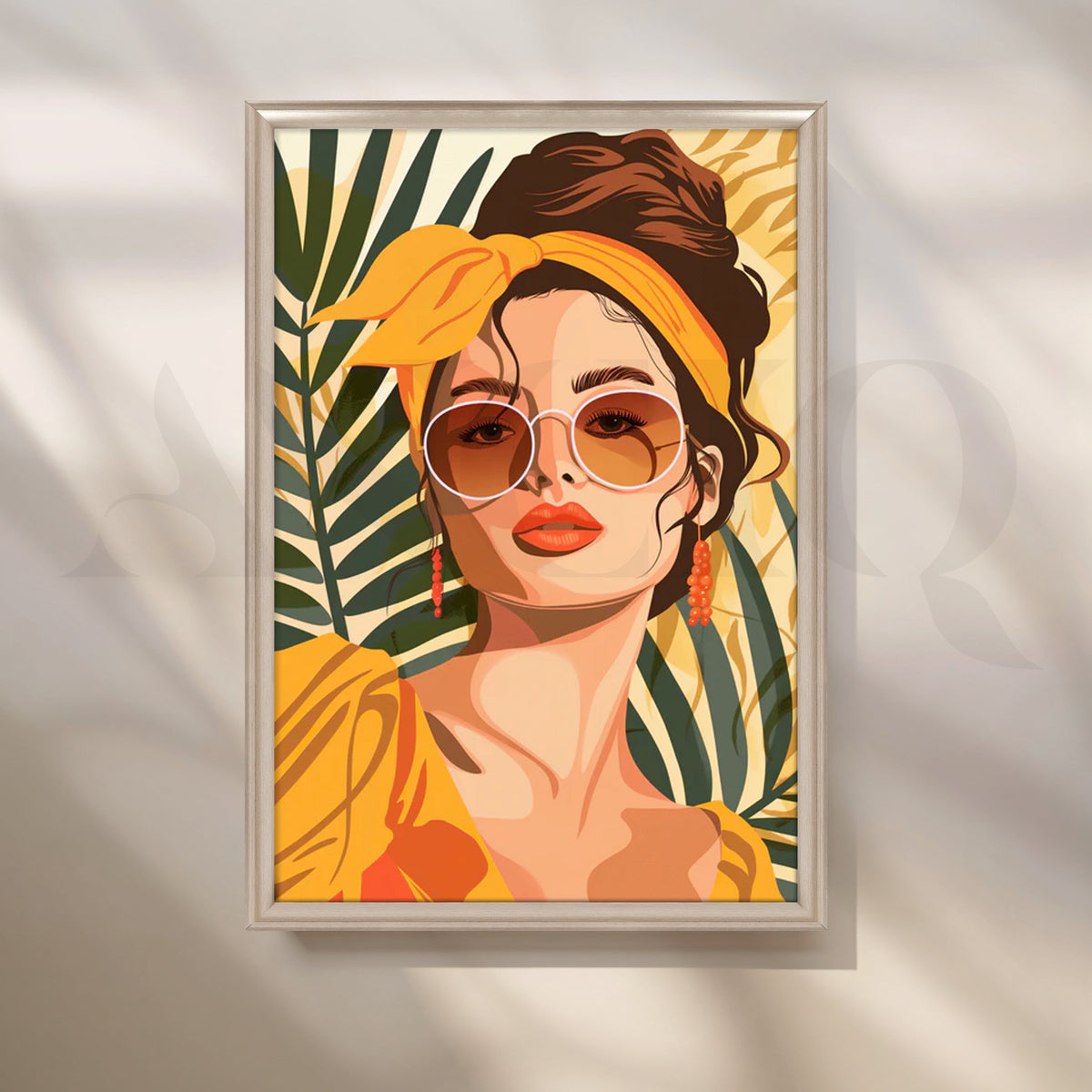 Sunlit Palm Muse Canvas Painting for Contemporary Living Room – Asha Art Studio – Image 4