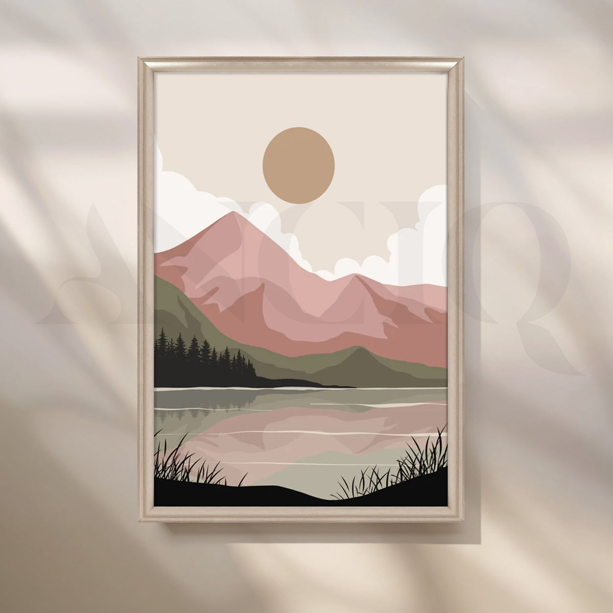 Blush Lake Peaks Canvas Artwork – Asha Art Studio – Image 4