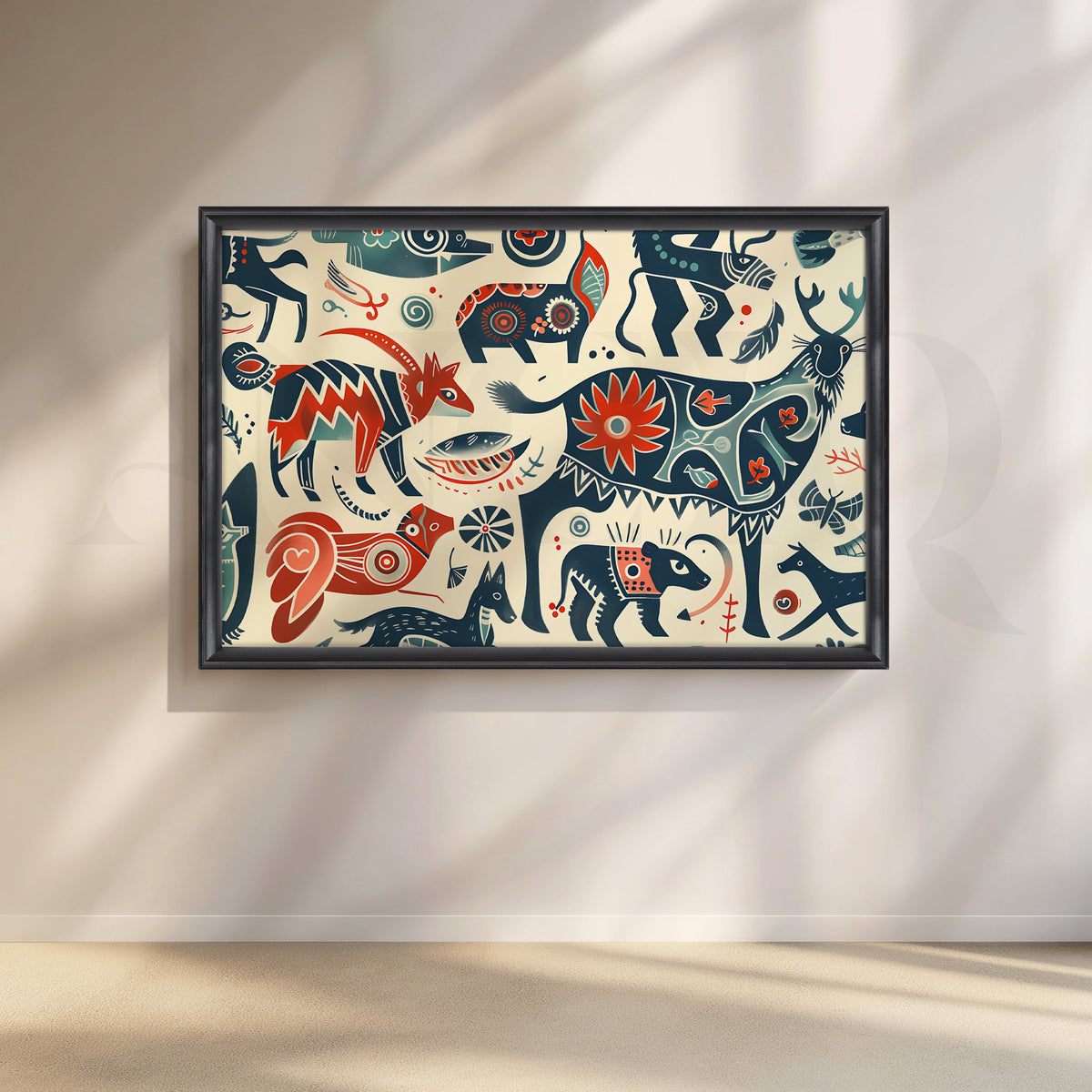 Folk Jungle Harmony Canvas Artwork – Asha Art Studio – Image 3