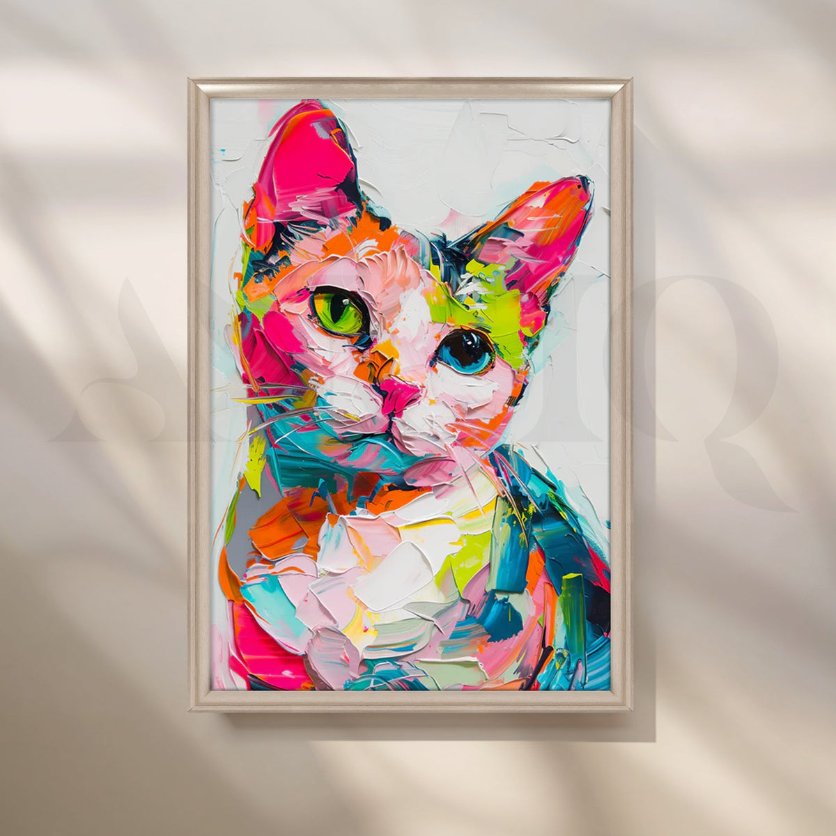 Pop Palette Kitty Canvas Painting for Kids’ Room – Asha Art Studio – Image 3