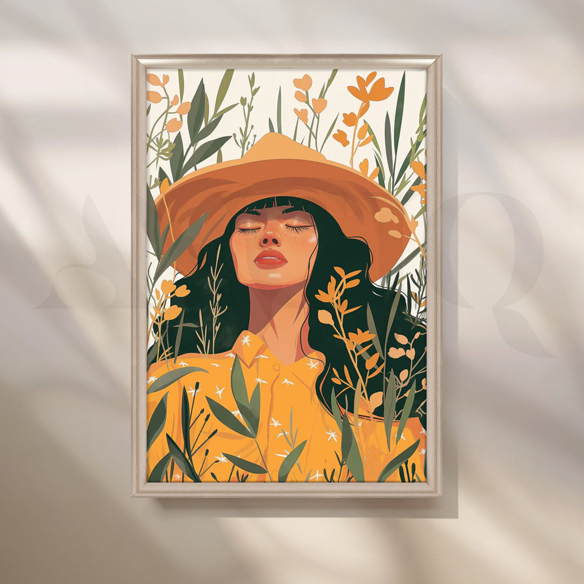 Sunlit Wildflower Girl Canvas Painting for Boho Bedroom – Asha Art Studio – Image 4