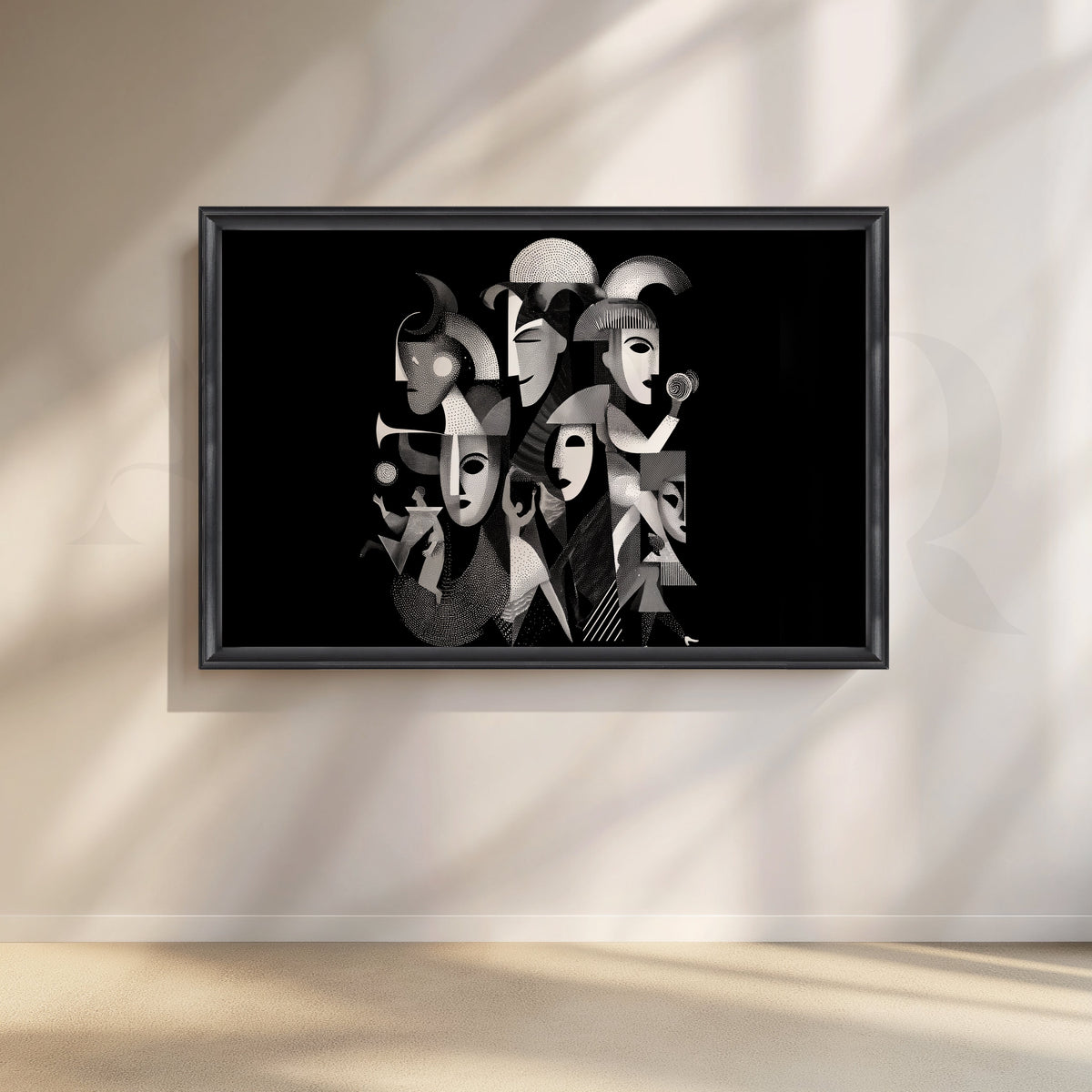 Cubist Noir Ensemble Canvas Artwork – Asha Art Studio – Image 3