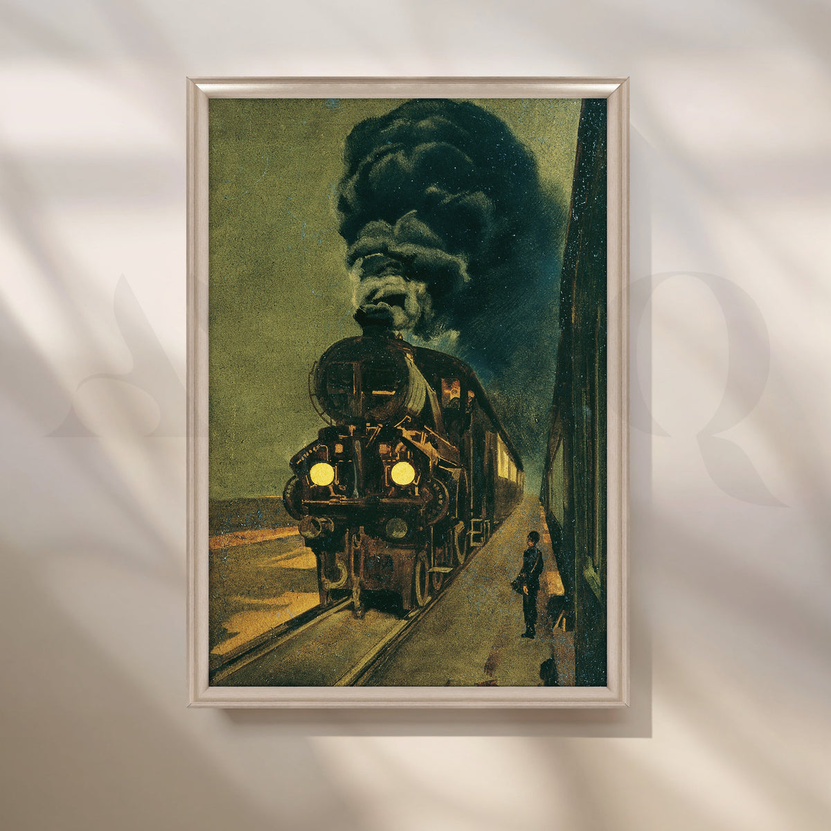 Steam Train at Dusk Canvas Artwork – Asha Art Studio – Image 4