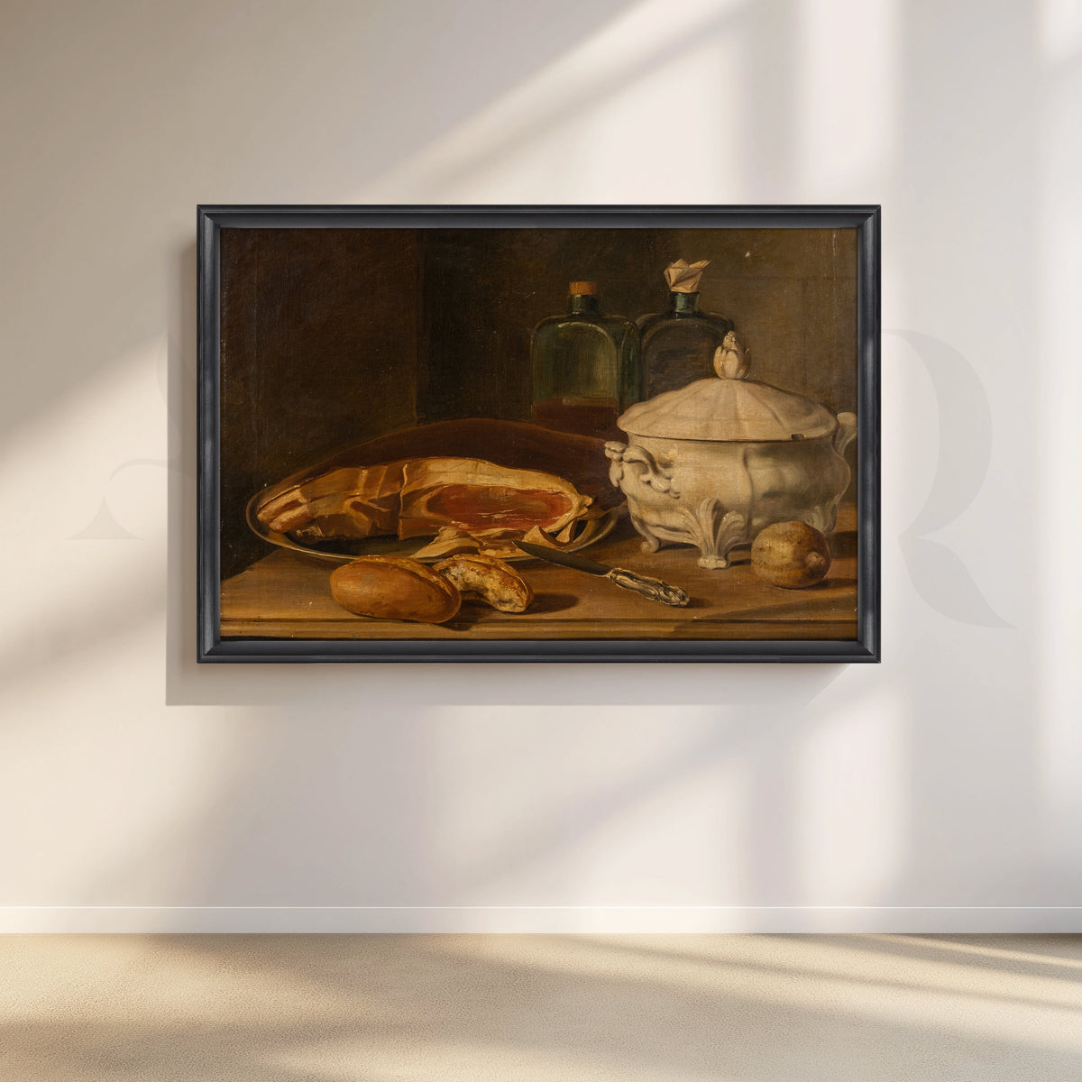 Still Life with Ham and Pottery Canvas Artwork – Asha Art Studio – Image 3