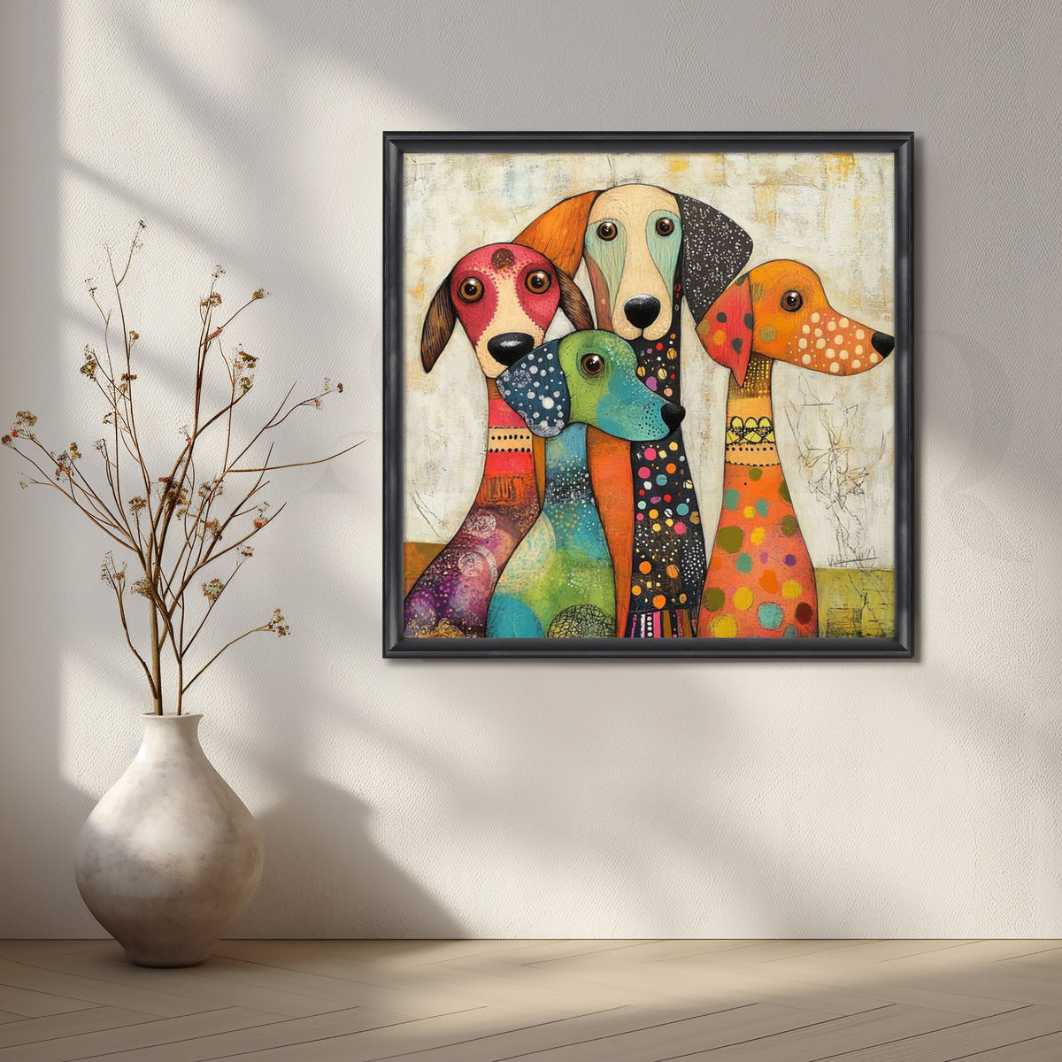 Four Colorful Hounds Canvas Artwork – Asha Art Studio – Image 3