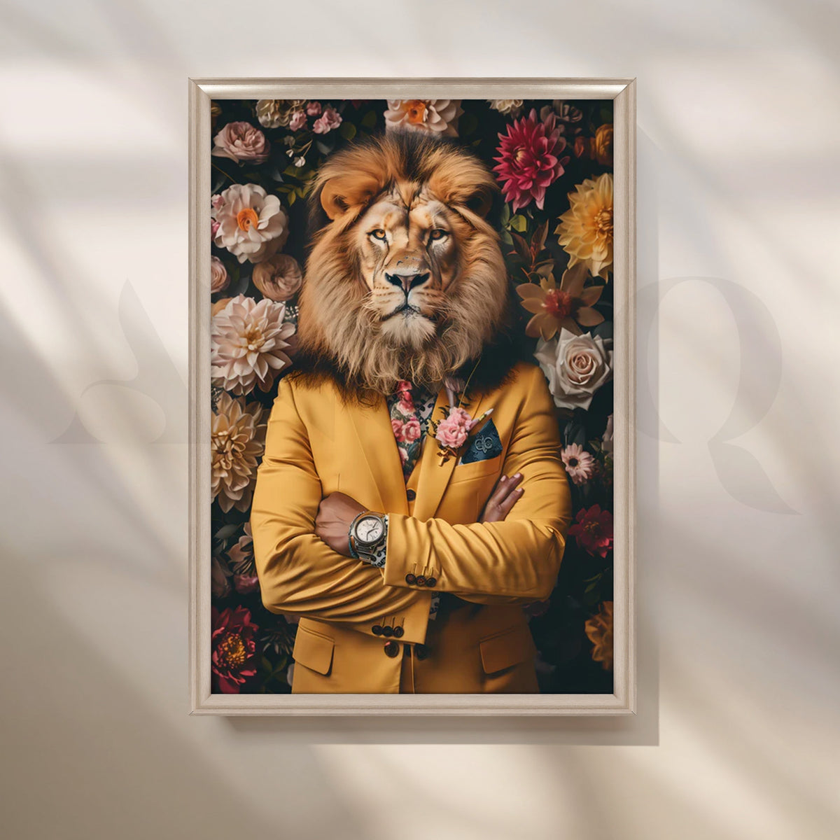 Golden Executive Lion Canvas Painting for Office or Den – Asha Art Studio – Image 4