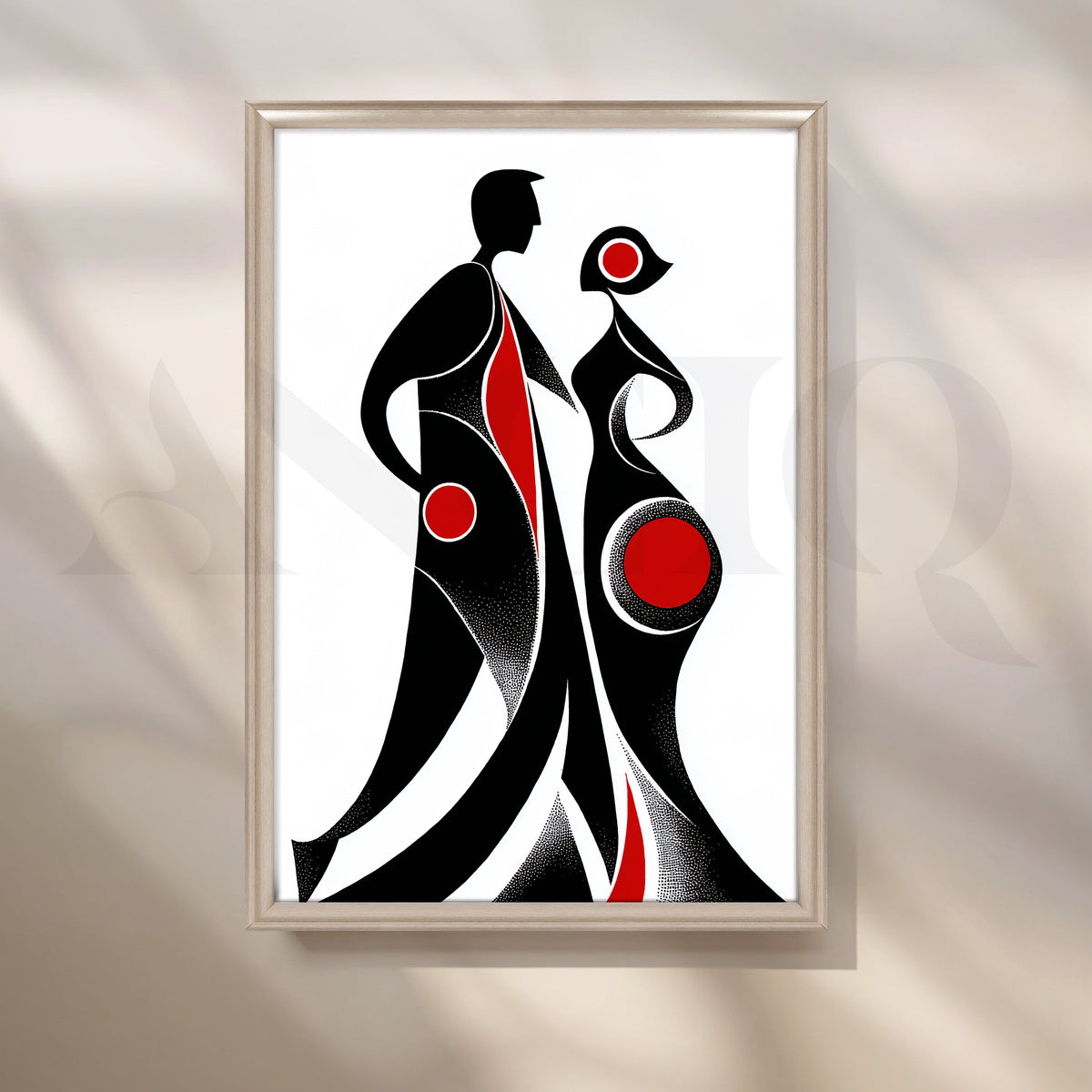 Abstract Couple Silhouette Canvas – Asha Art Studio – Image 4
