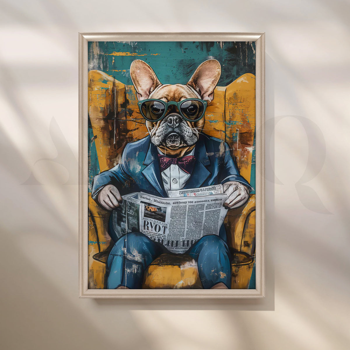 Dapper Bulldog Canvas Painting for Home Office – Asha Art Studio – Image 4