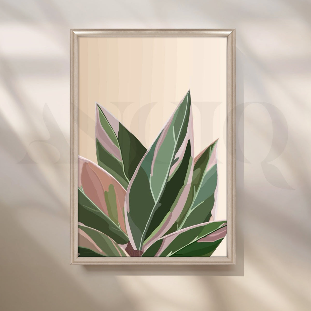 Tropical Pink Leaves Canvas Artwork – Asha Art Studio – Image 4
