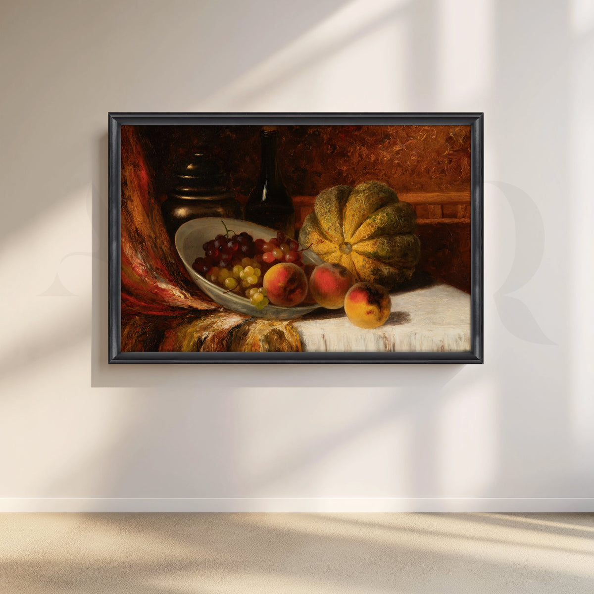 Melon and Peaches Still Life Canvas Artwork – Asha Art Studio – Image 3