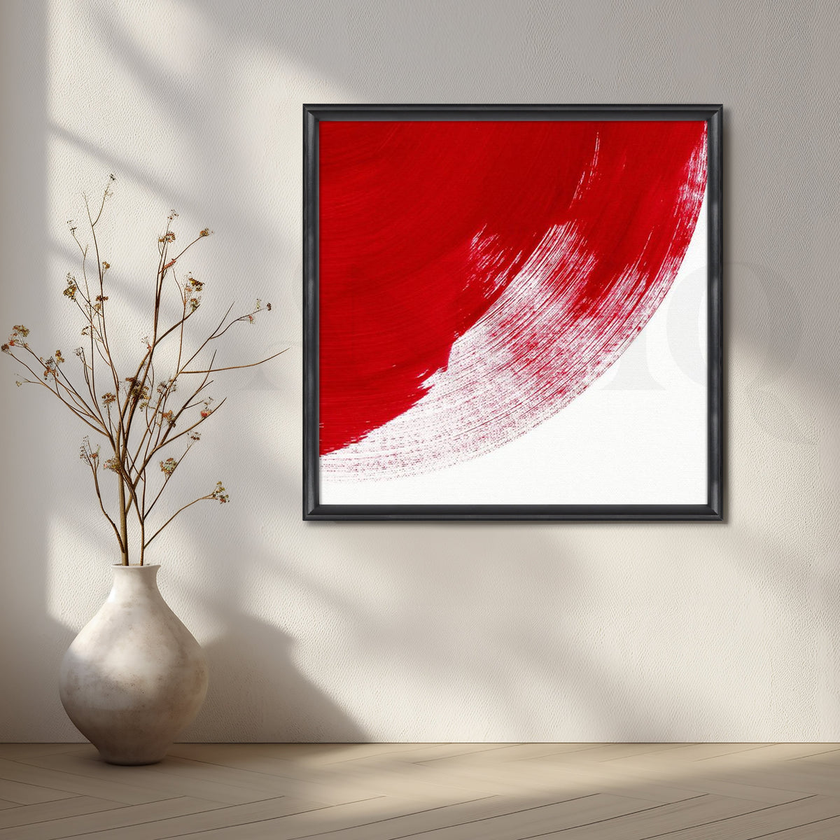 Zen Scarlet Arc Canvas Artwork – Asha Art Studio – Image 3