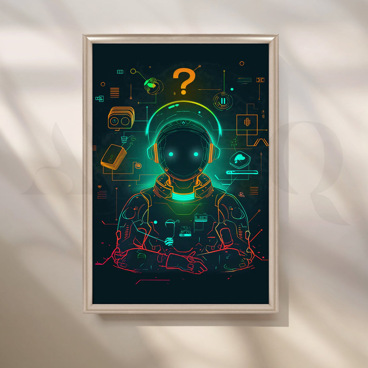 Neon AI Navigator Canvas Painting for Home Office – Asha Art Studio – Image 4