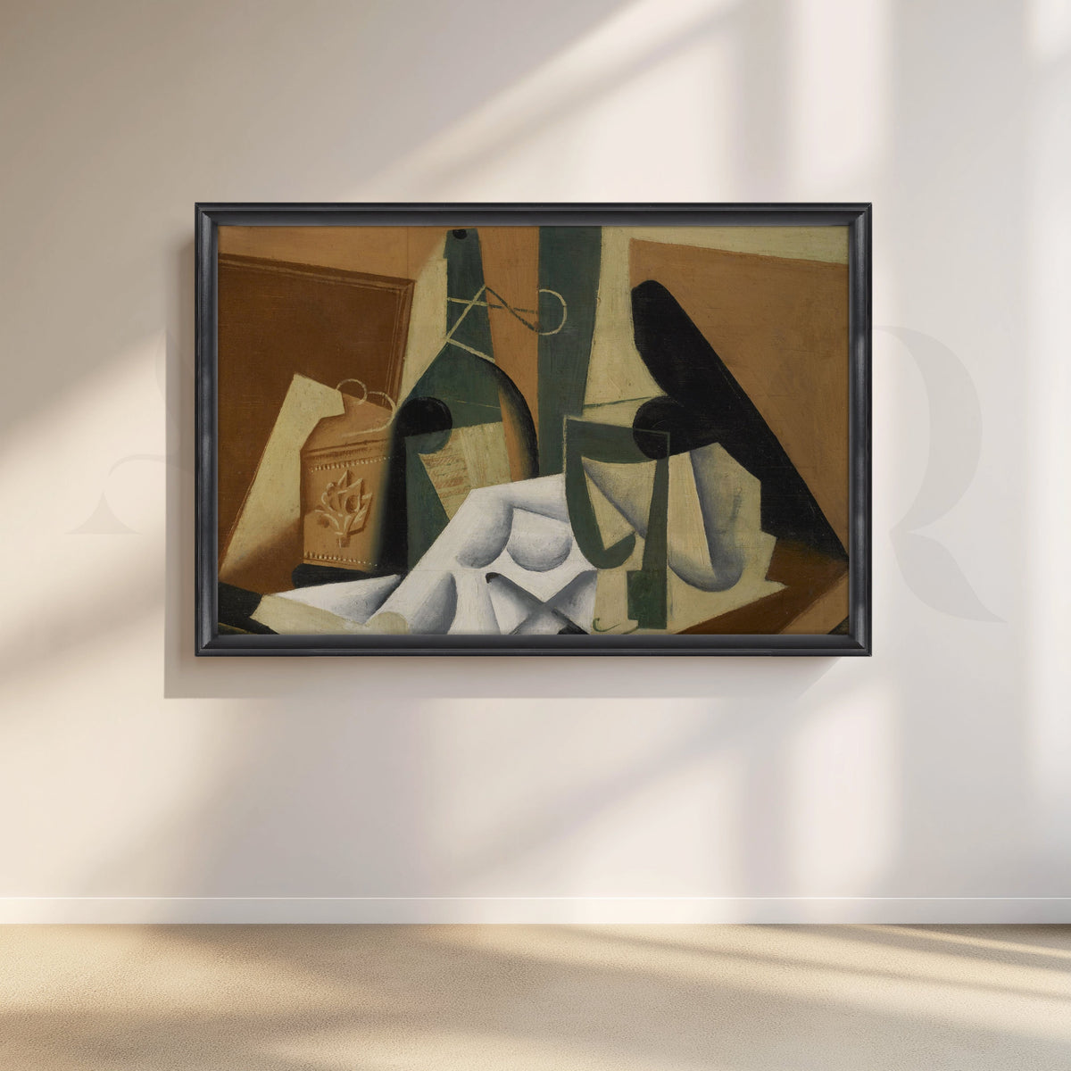 Cubist Still Life with Bottle Canvas Artwork – Asha Art Studio – Image 3