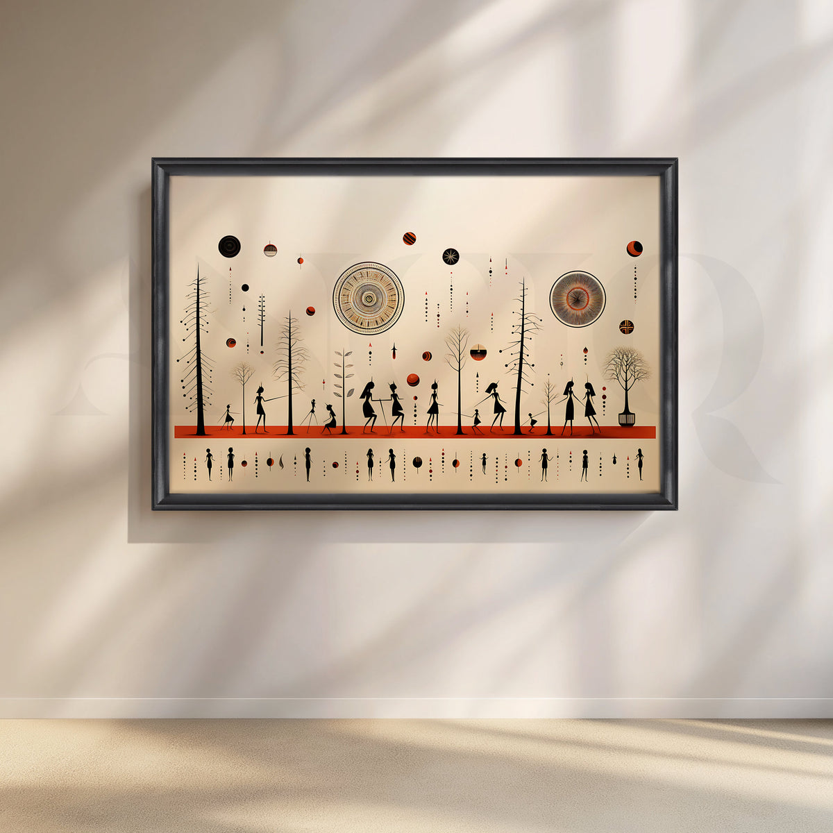 Celestial Lineage Warli Canvas Artwork – Asha Art Studio – Image 3