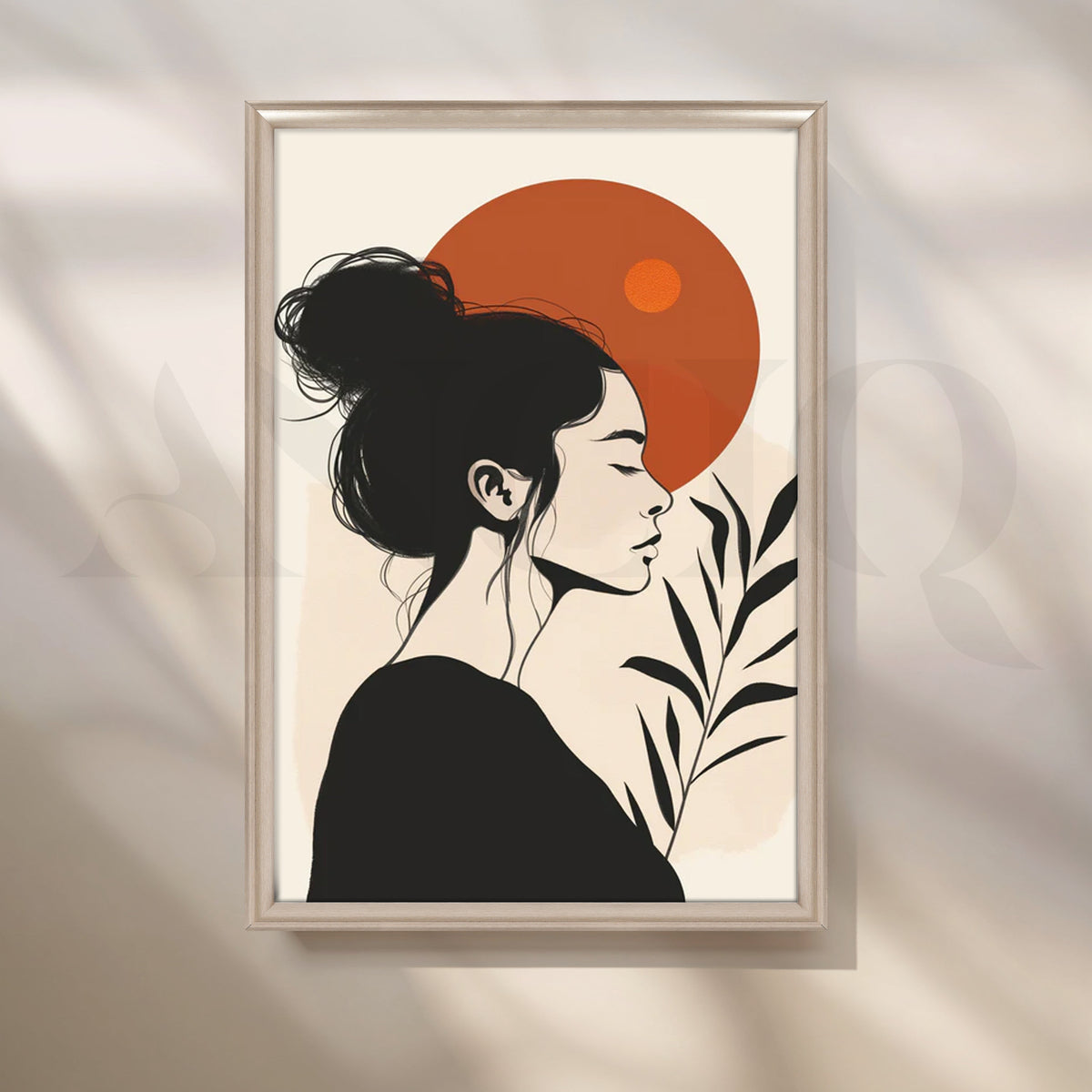 Terracotta Moon Muse Canvas Painting for Staircase – Asha Art Studio – Image 4
