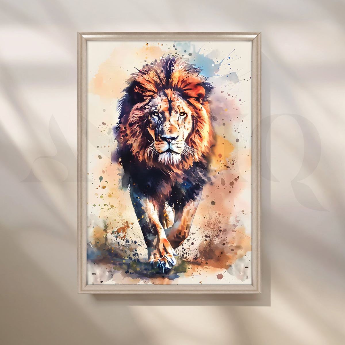 Majestic Lion Stride Canvas Painting for Office – Asha Art Studio – Image 4