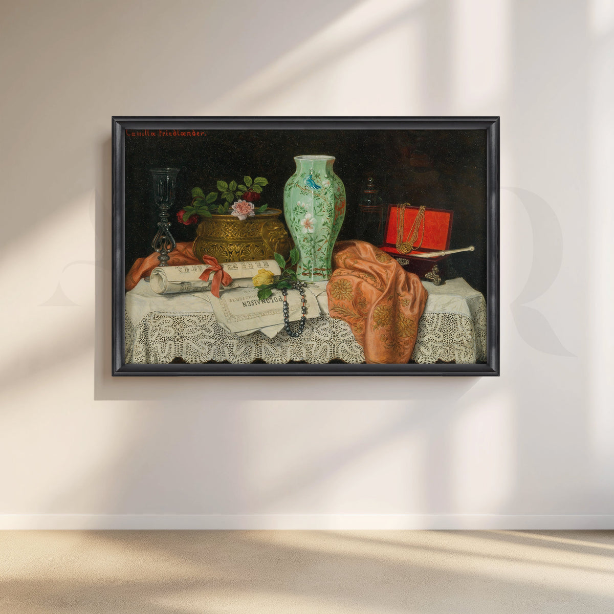 Oriental Vase and Jewels Canvas Artwork – Asha Art Studio – Image 3