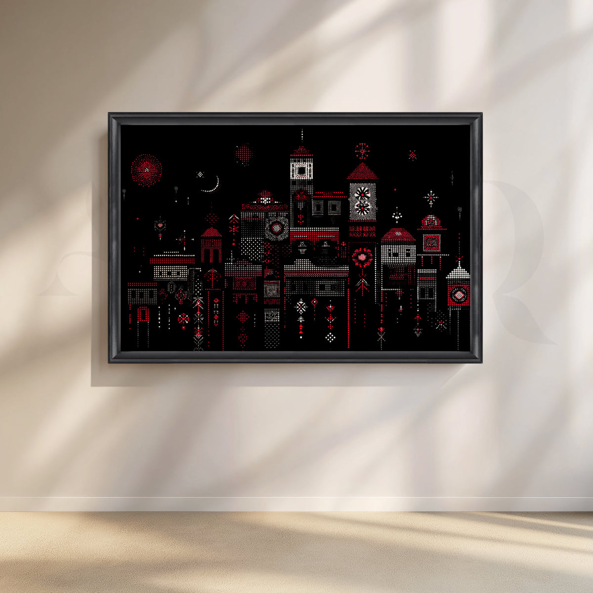 Midnight Mosaic Skyline Canvas Artwork – Asha Art Studio – Image 3