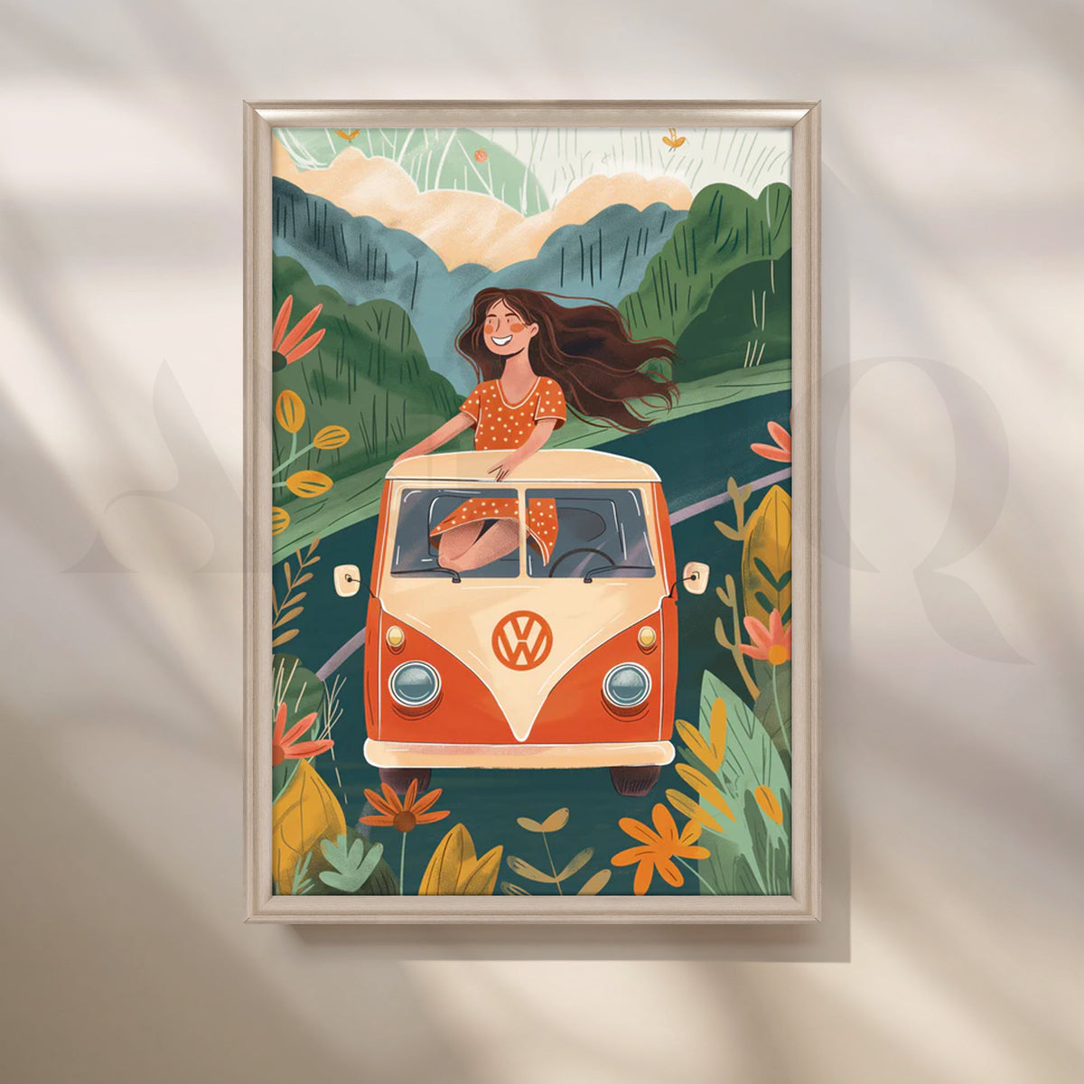 Sunny Road Trip Canvas Painting for Living Room – Asha Art Studio – Image 4