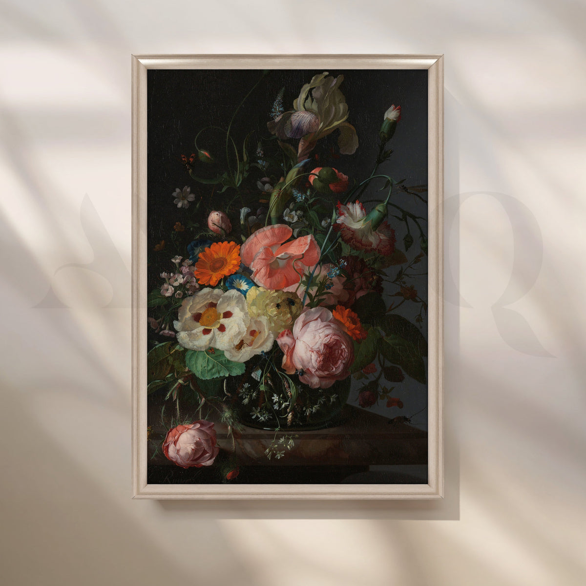 Dark Floral Elegance Canvas Artwork – Asha Art Studio – Image 4