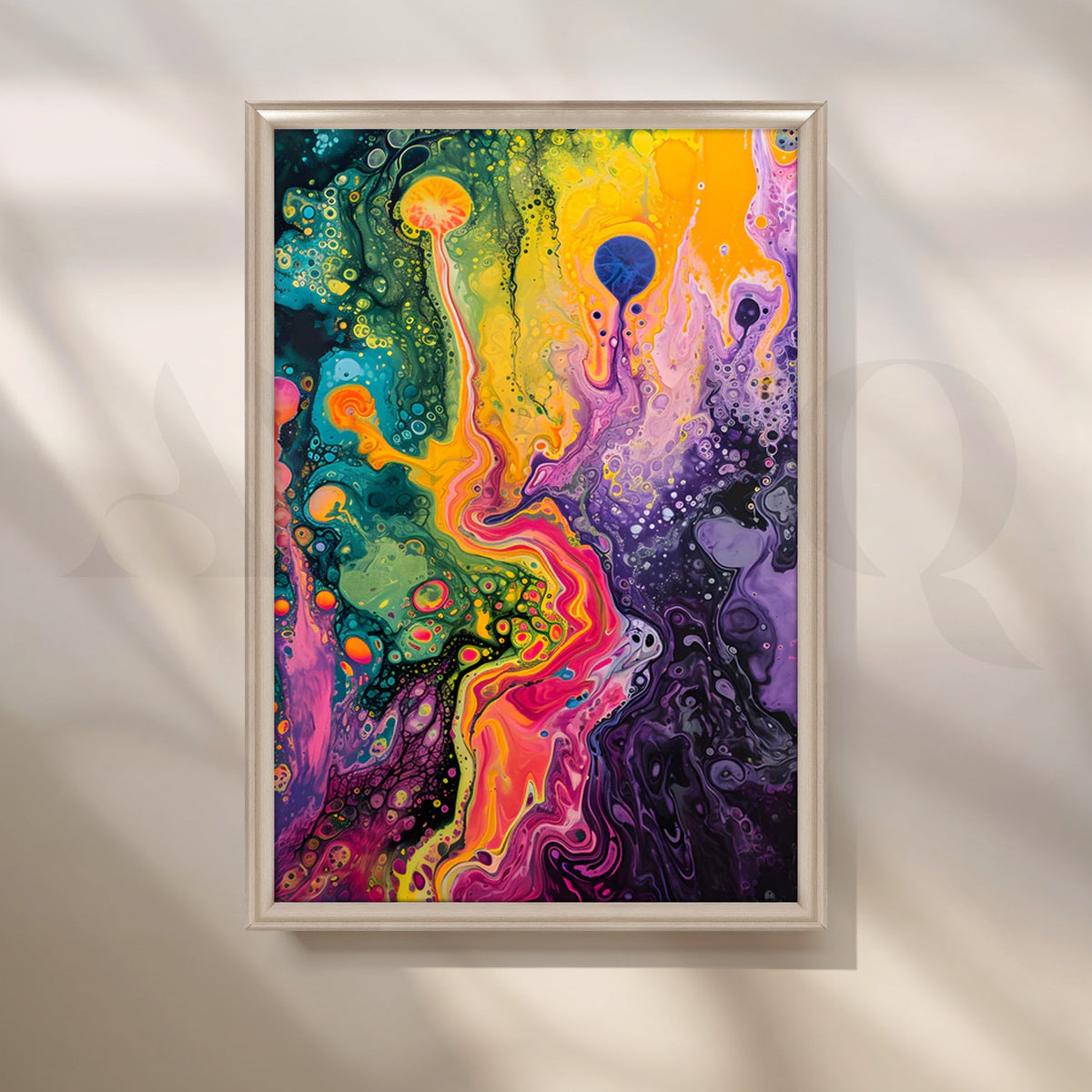 Neon Nebula Pour Canvas Painting for Modern Living Room – Asha Art Studio – Image 4