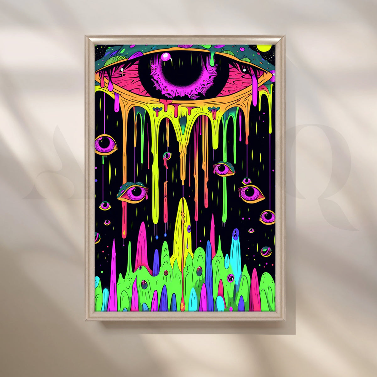 Psychedelic Drip Eye Canvas Painting for Music Studio or Dorm Room – Asha Art Studio – Image 4