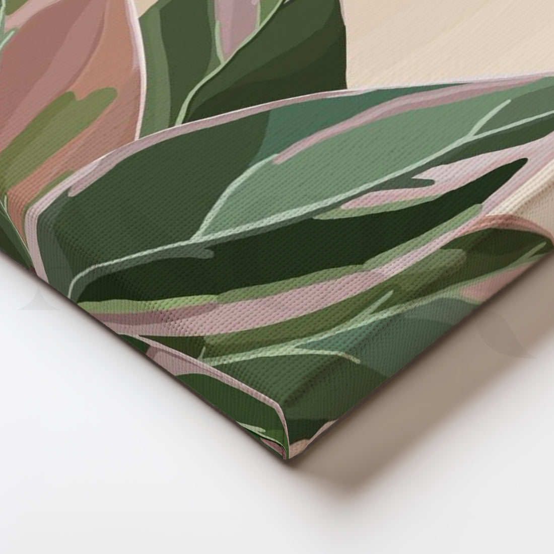 Tropical Pink Leaves Canvas Artwork – Asha Art Studio