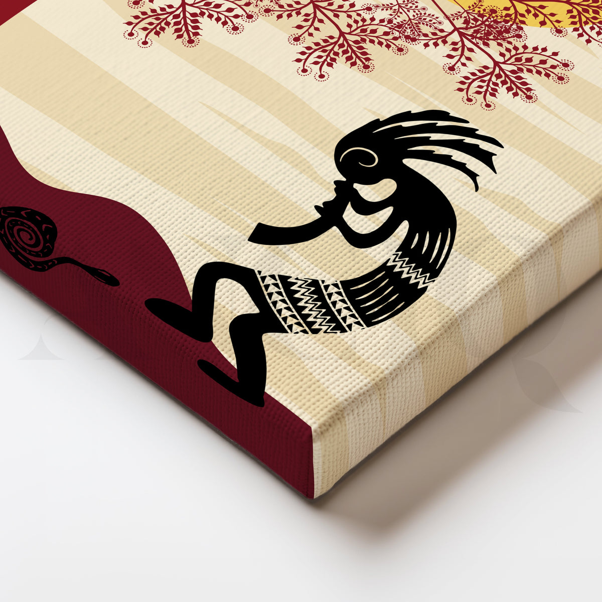Tribal Flute Under the Sun Canvas Painting for Living Room – Asha Art Studio – Image 2