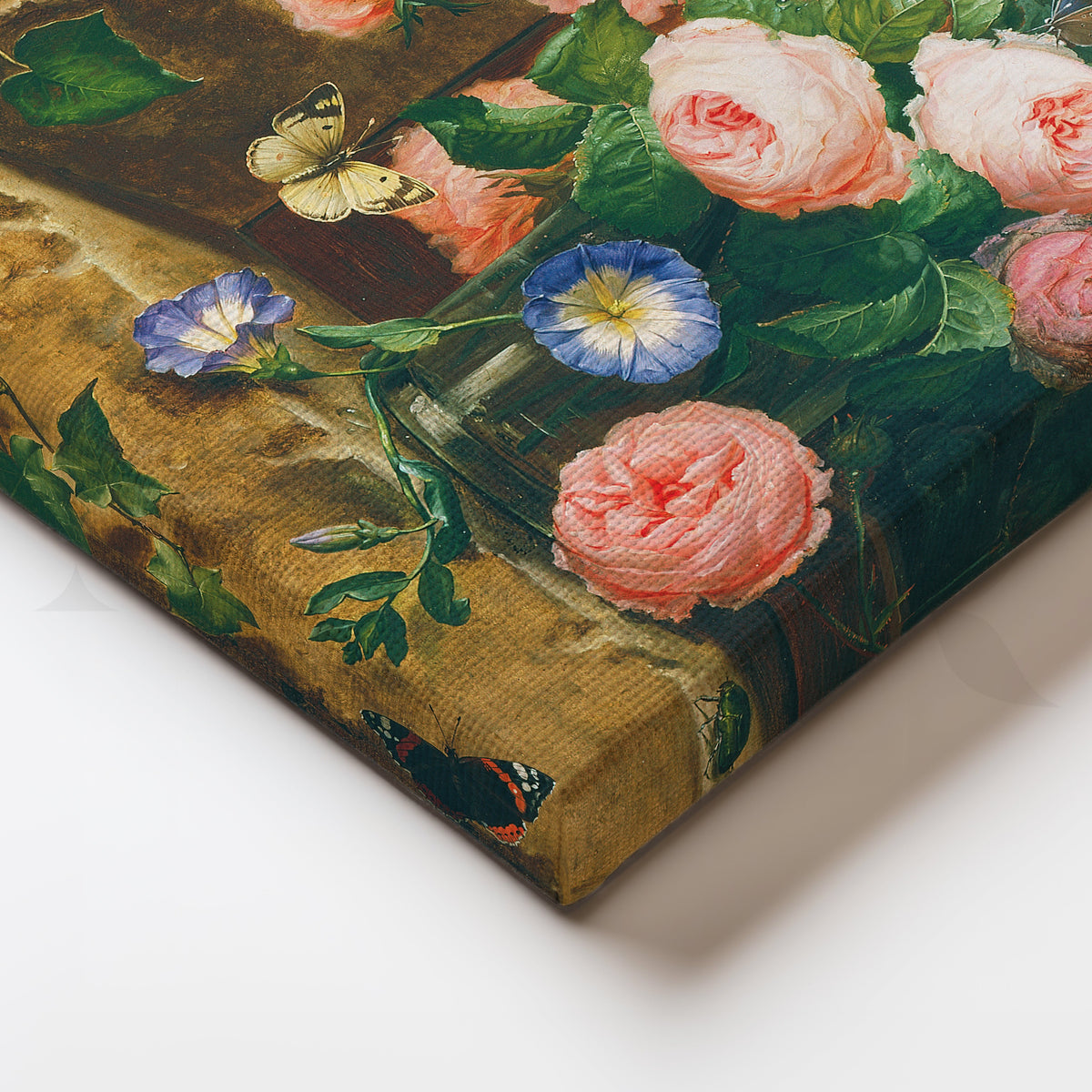Blossoming Roses and Butterflies Canvas Artwork – Asha Art Studio – Image 2