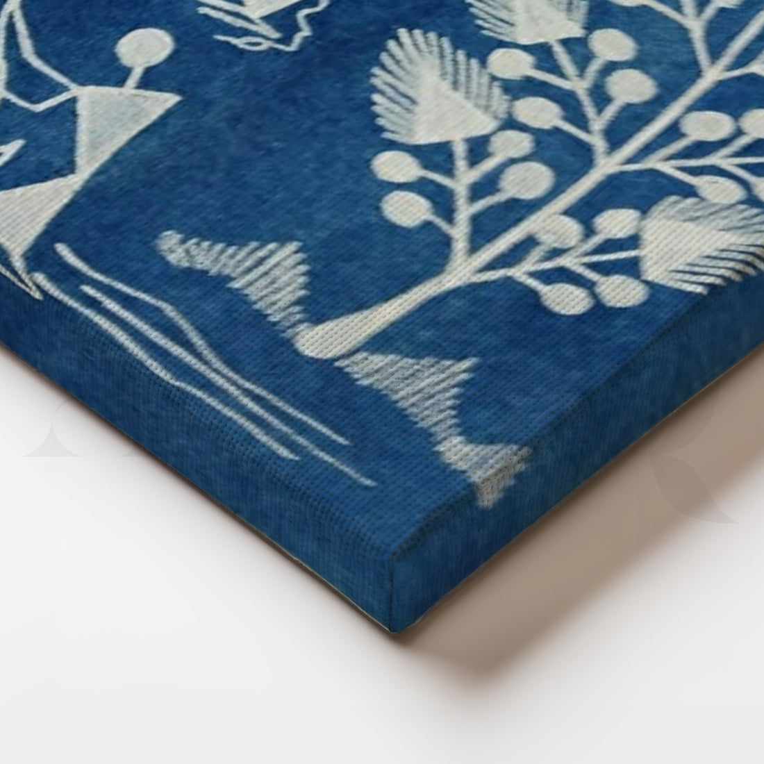 Indigo Village Warli Canvas Artwork – Asha Art Studio