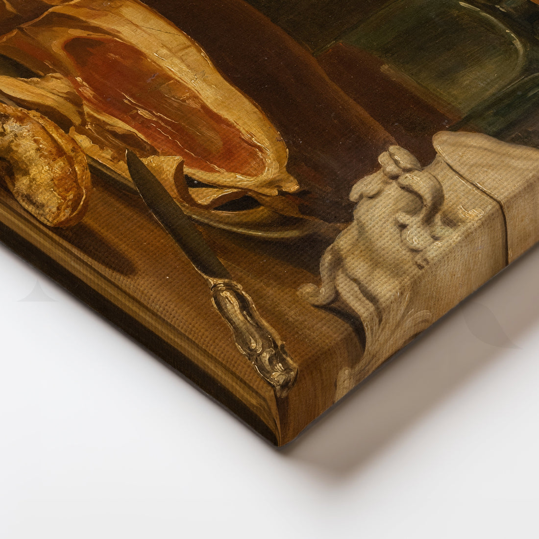 Still Life with Ham and Pottery Canvas Artwork – Asha Art Studio