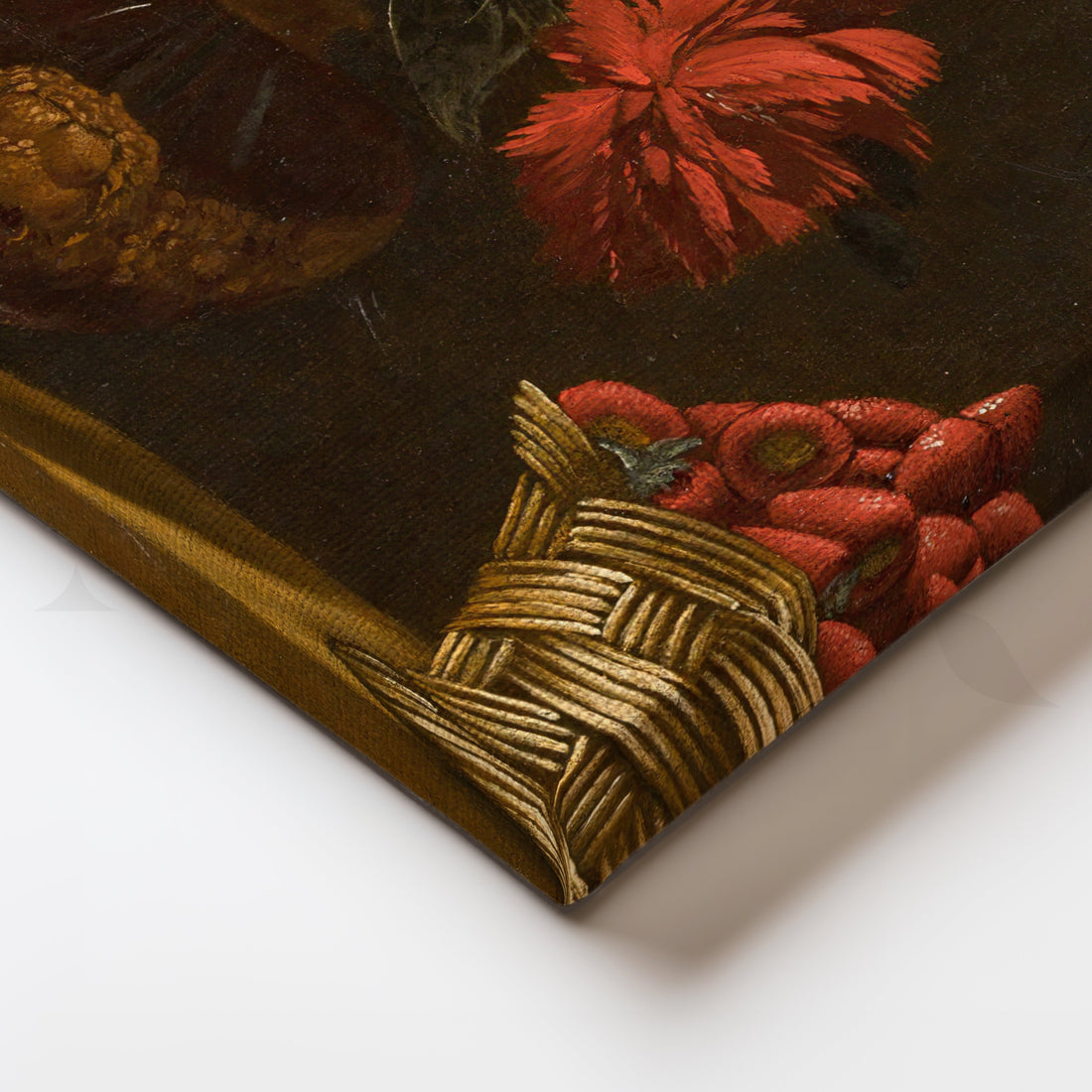 Basket of Strawberries and Flowers Canvas Artwork – Asha Art Studio