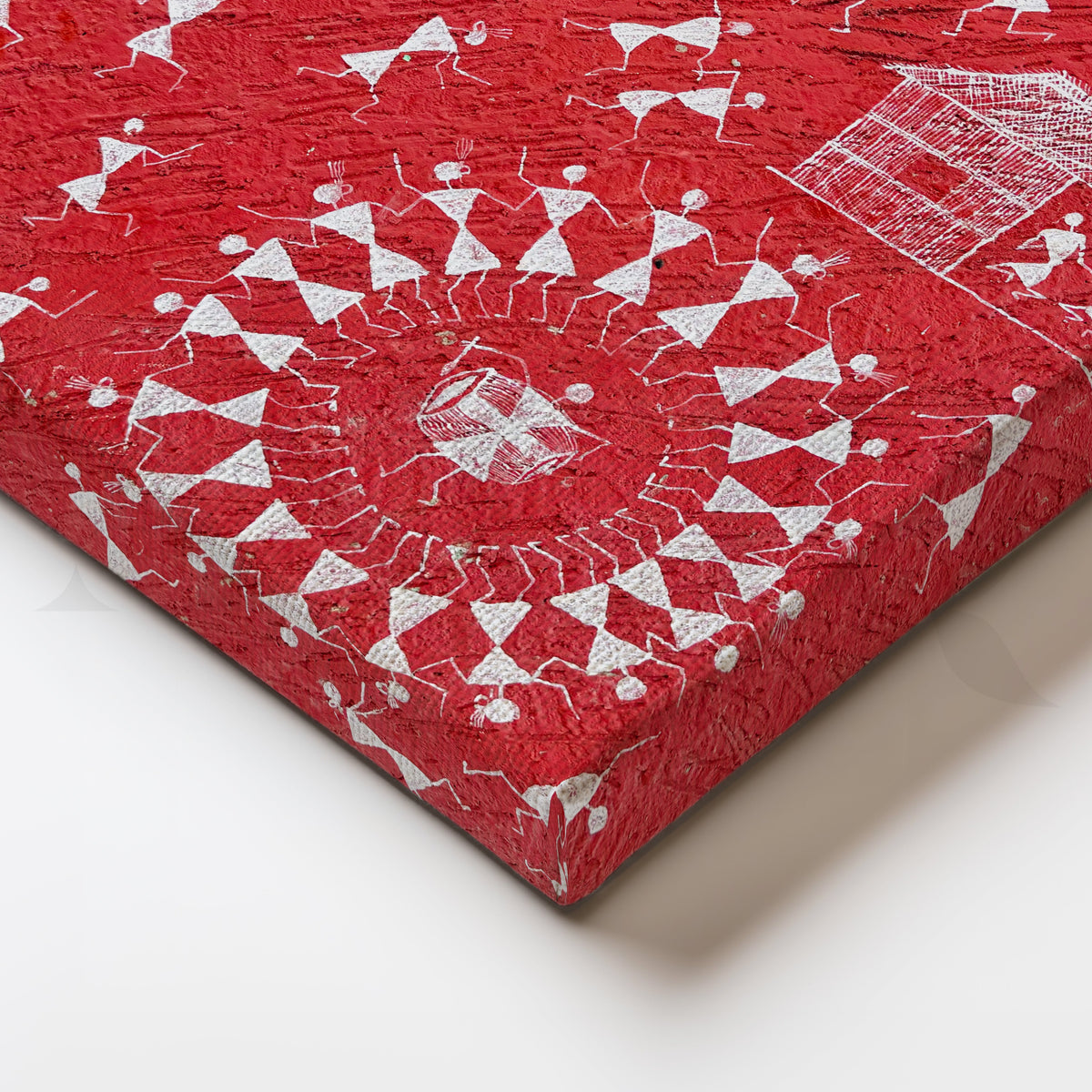 Warli Village Dance Canvas Artwork – Asha Art Studio – Image 2