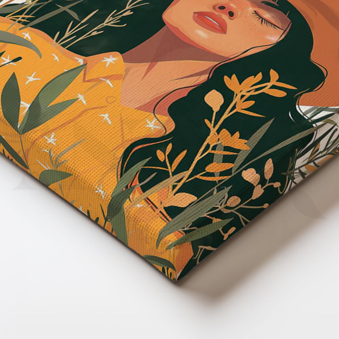 Sunlit Wildflower Girl Canvas Painting for Boho Bedroom – Asha Art Studio