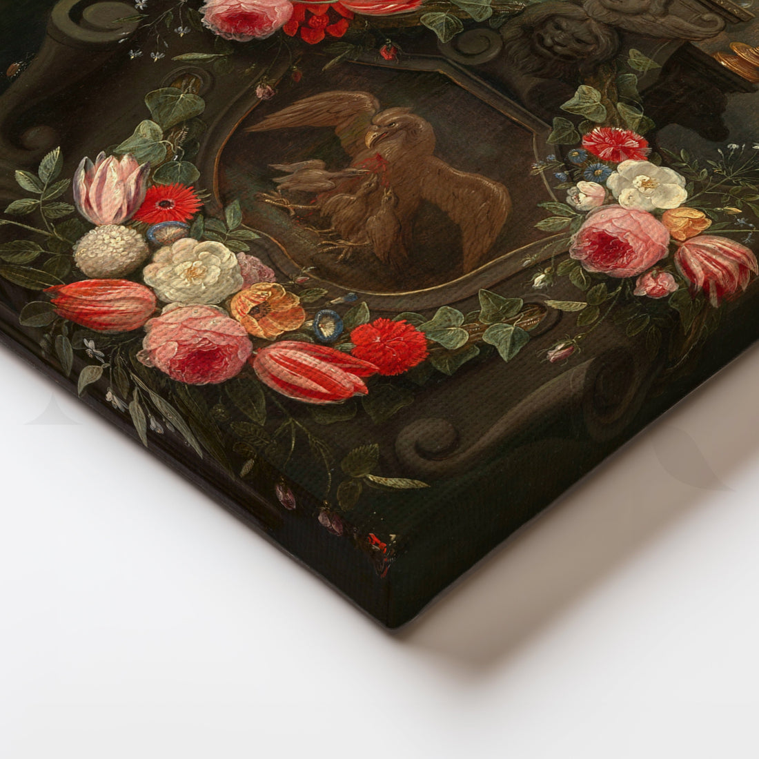 Floral Emblem of Devotion Canvas Artwork – Asha Art Studio