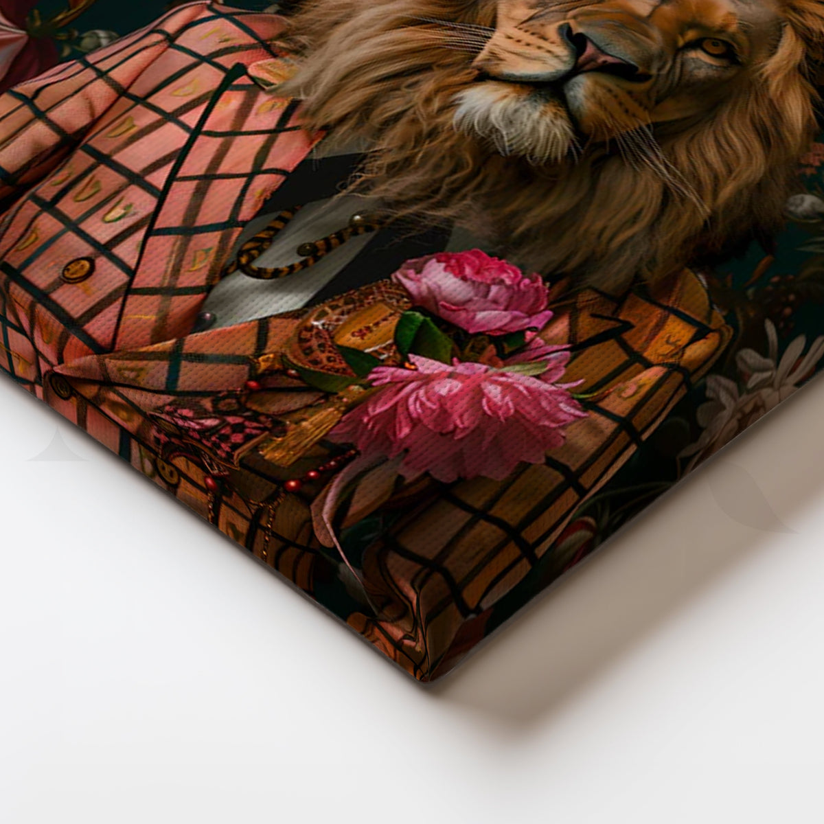 Regal Bloom Lion Canvas Painting for Living Room or Study – Asha Art Studio – Image 2