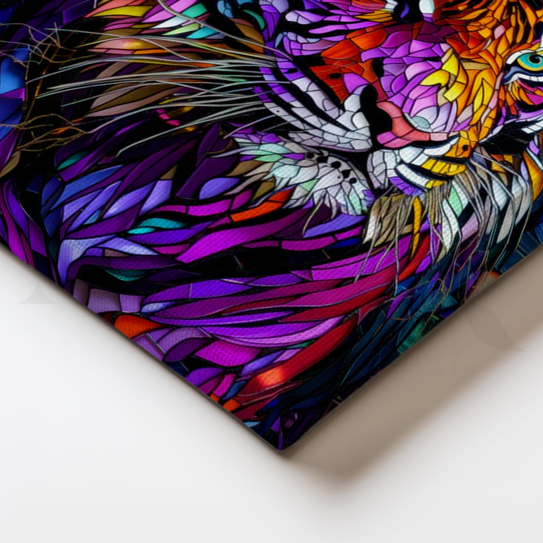 Prismatic Tiger Mosaic Canvas Painting for Contemporary Office – Asha Art Studio