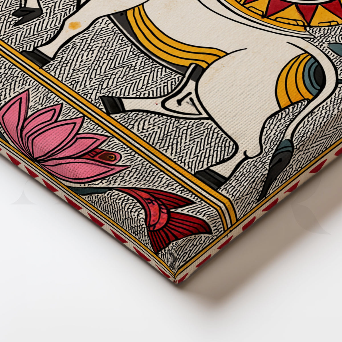 Madhubani Sacred Bull Canvas Artwork – Asha Art Studio – Image 2