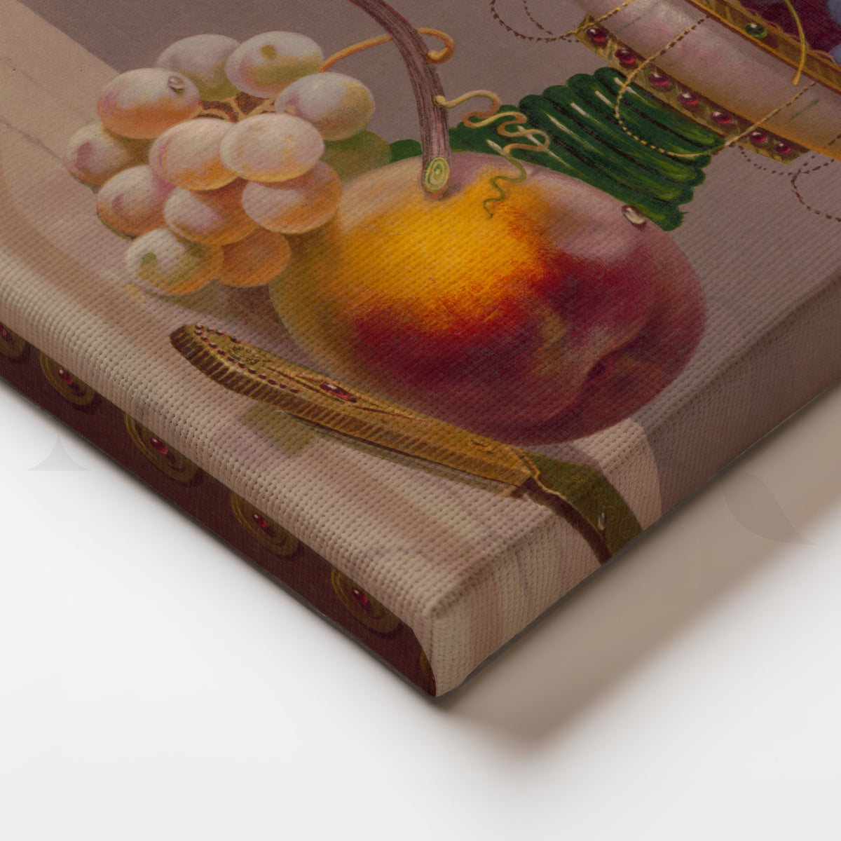 Grapes and Peach Still Life Canvas Artwork – Asha Art Studio – Image 2